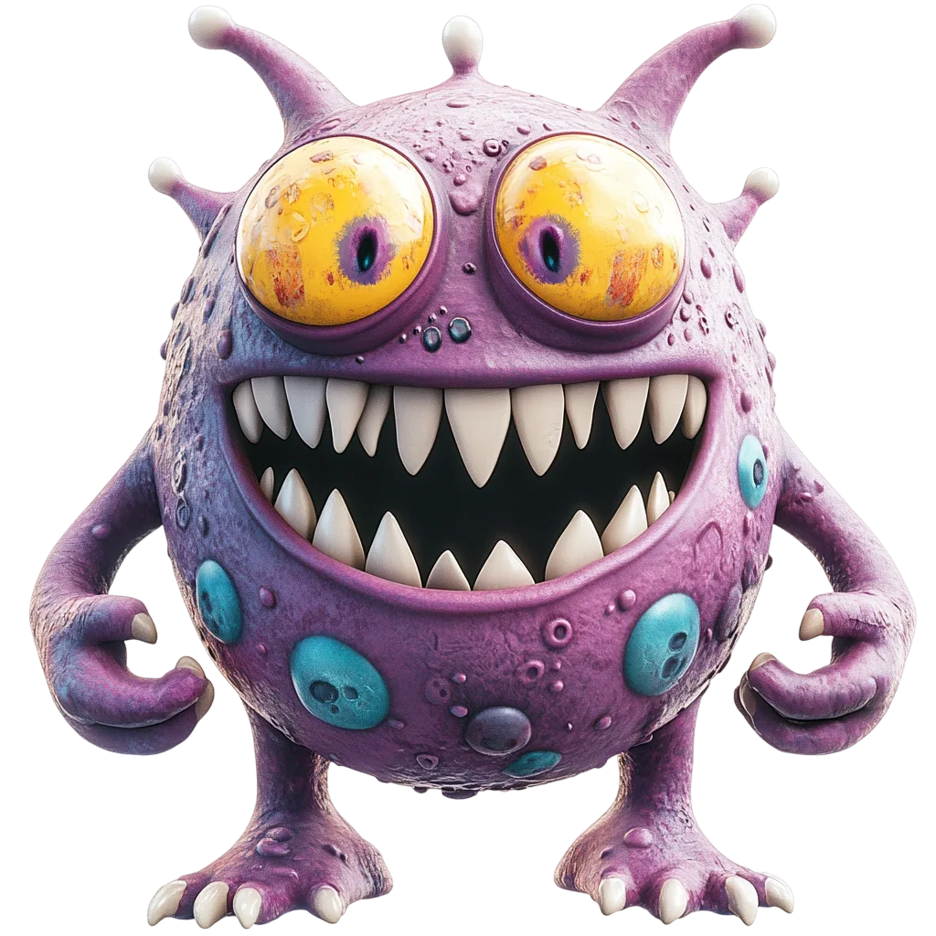 Spooky Cute Purple Monster Character Free PNG