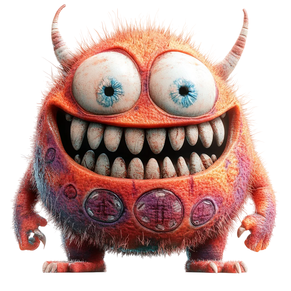 Spooky Cute Red Monster Character Free PNG