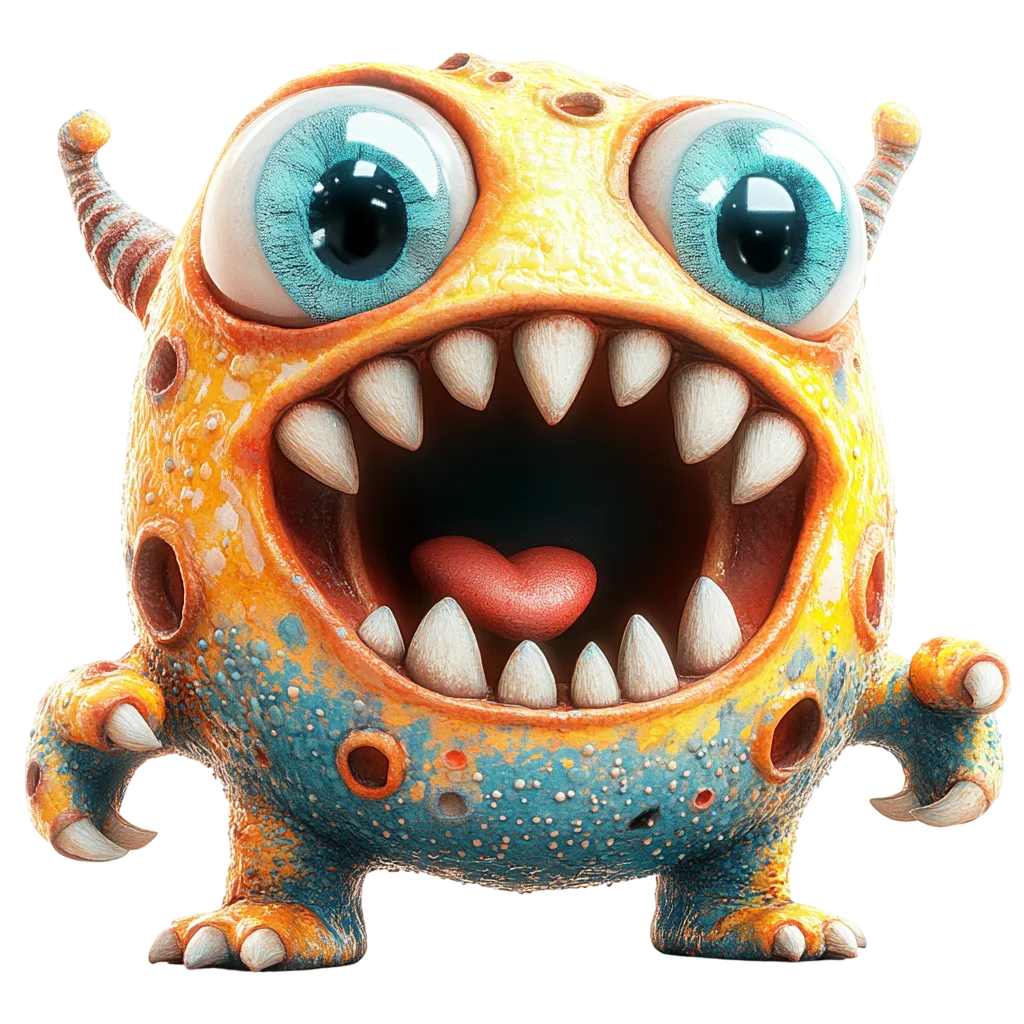 Spooky Cute Yellow Monster Character Free PNG