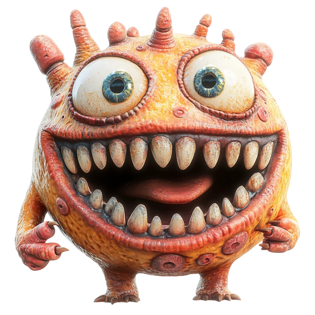 Spooky Cute Orange Monster Mascot Free PNG