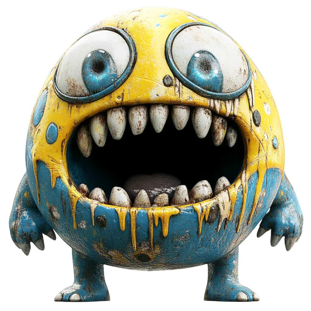 Spooky Cute Yellow Monster Character Free PNG