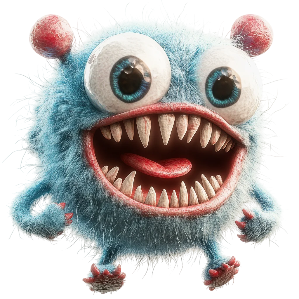 Spooky Cute Fuzzy Blue Monster Free PNG