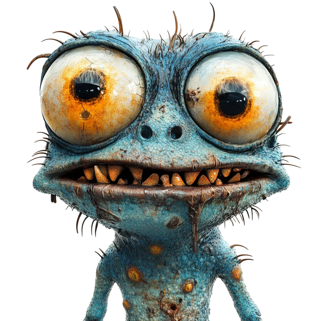 Spooky Cute Blue Monster Portrait Free PNG