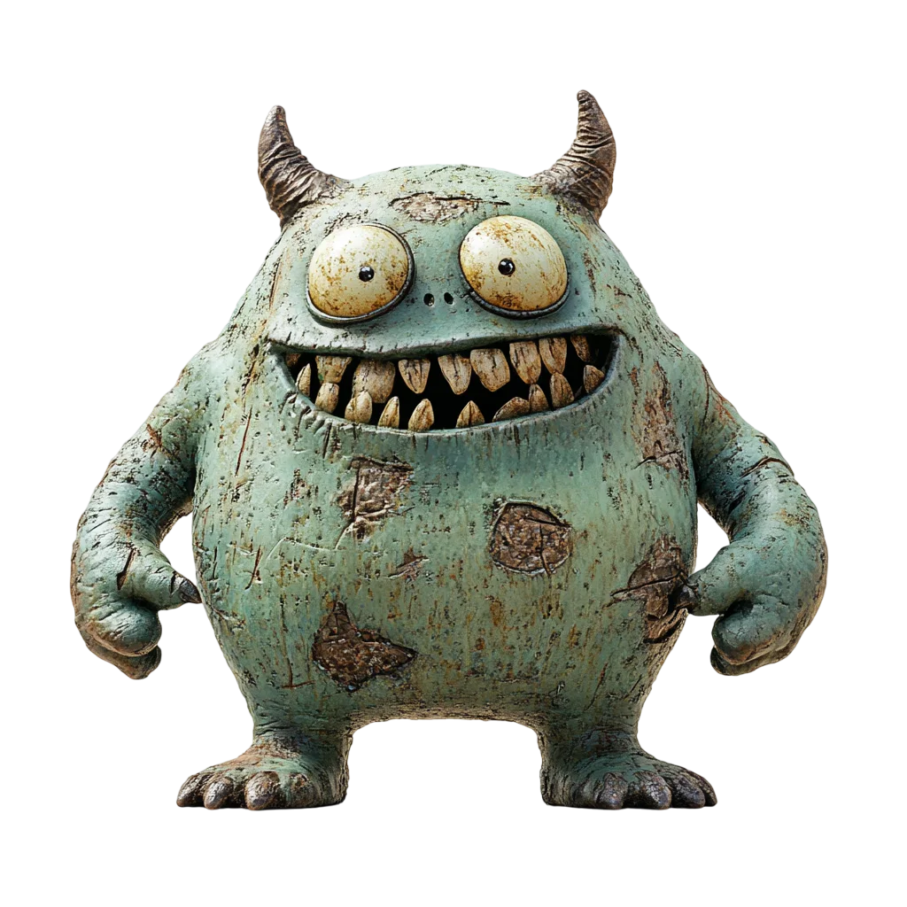 Spooky Cute Grey Monster Character Free PNG