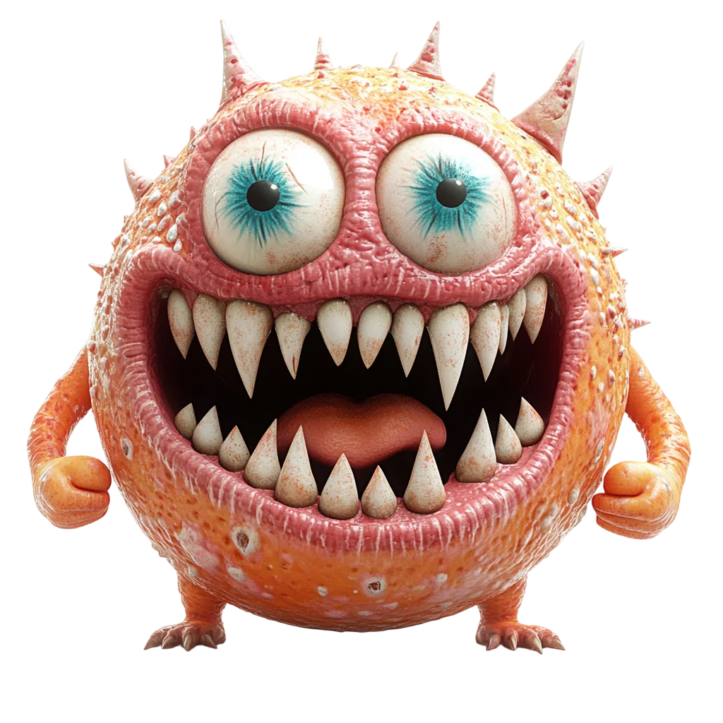Spooky Cute Orange Monster Character Free PNG