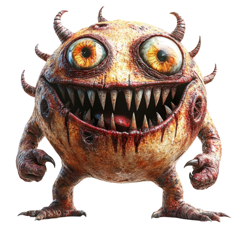Spooky Cute Brown Monster Character Free PNG