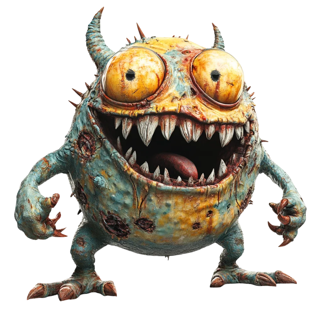 Spooky Cute Green Monster Character Free PNG