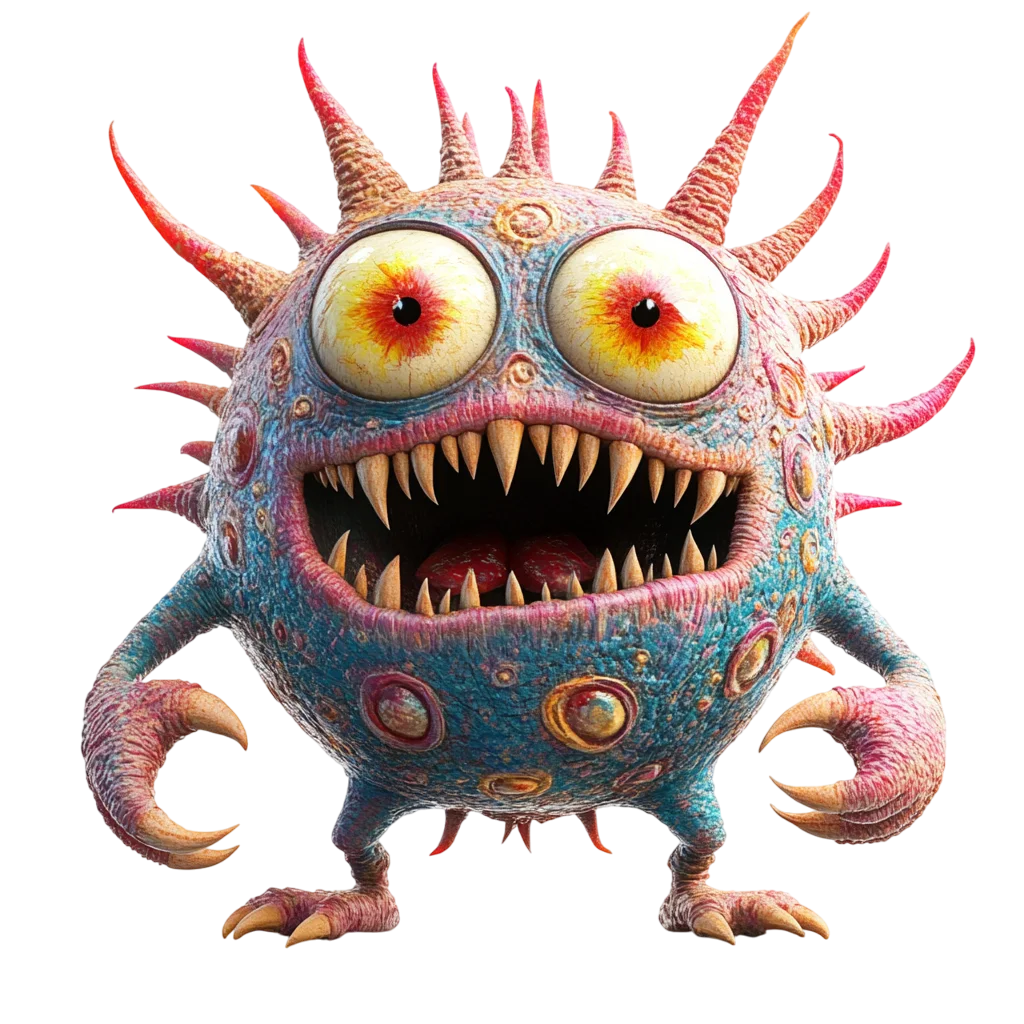 Spooky Cute Blue Monster Character Free PNG