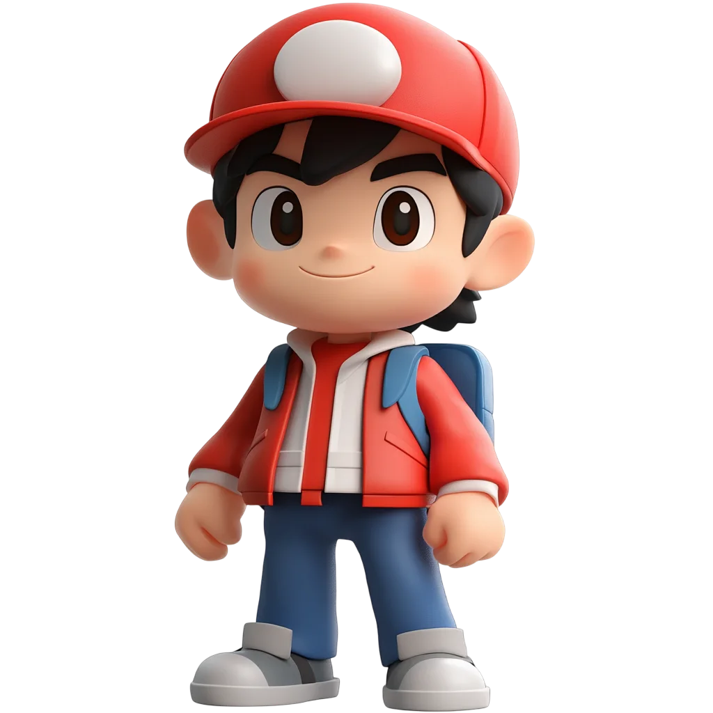 Cute Chibi Boy In Red Cap Free PNG
