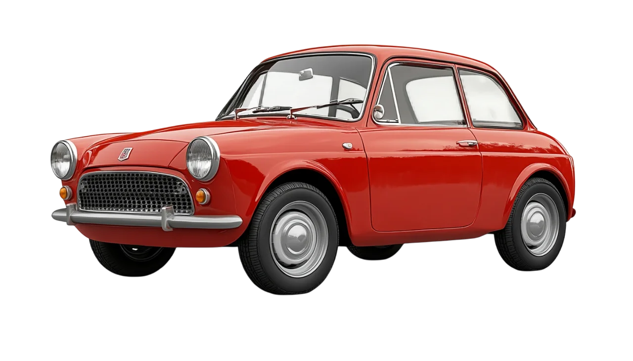 Classic Red Vintage Car Side View PNG