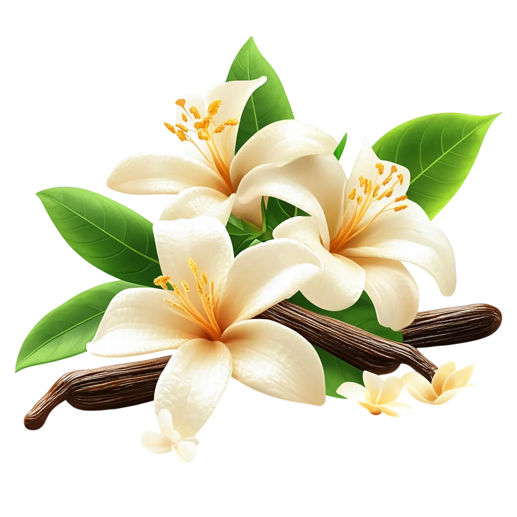 Fresh Vanilla Flower And Beans Free PNG