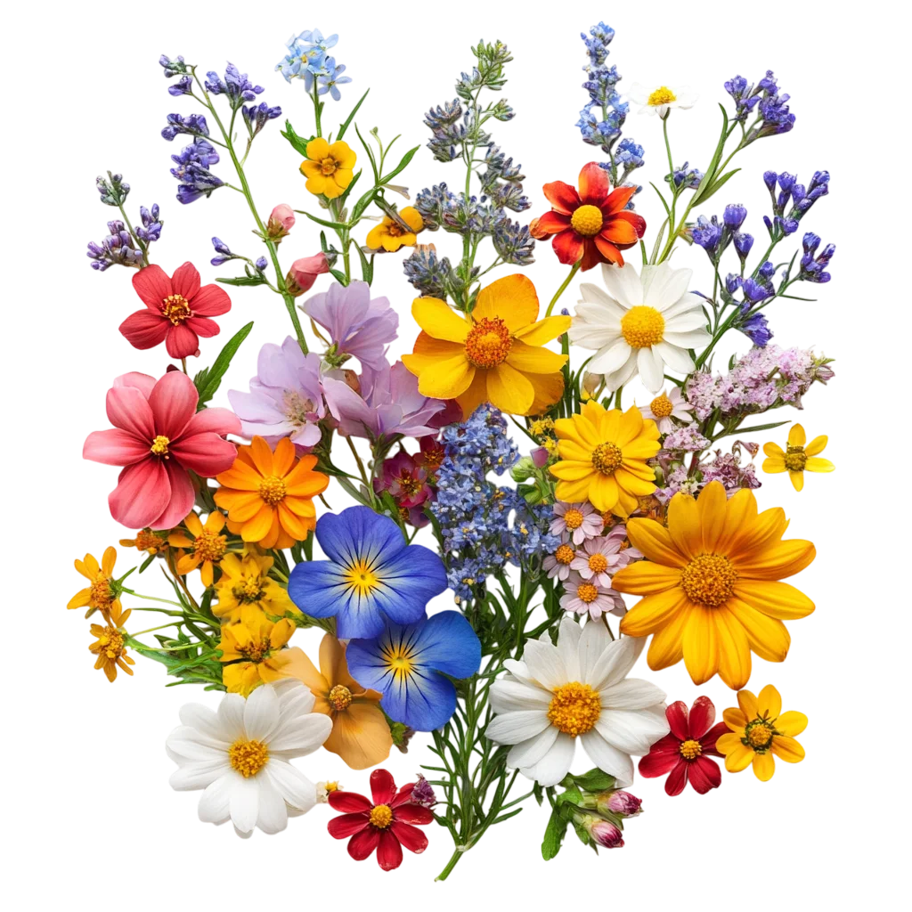 Colorful Spring Wildflower Bouquet Free PNG