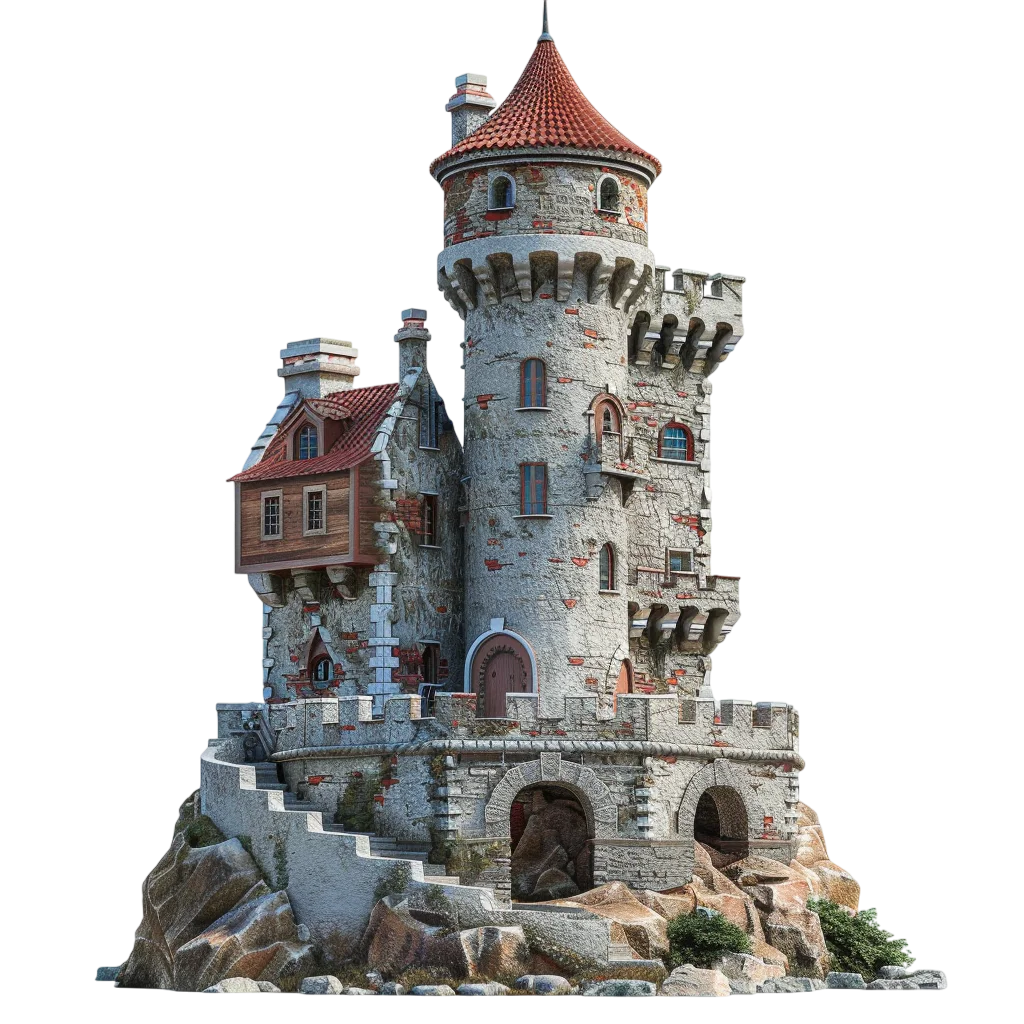 Medieval Stone Castle Fortress Tower PNG