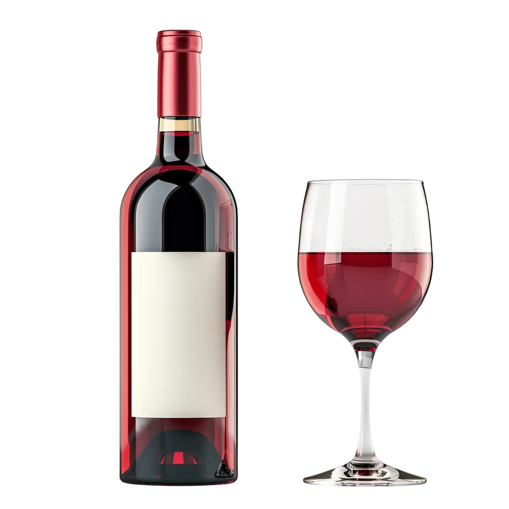 Red Wine Bottle And Glass Setup Free PNG