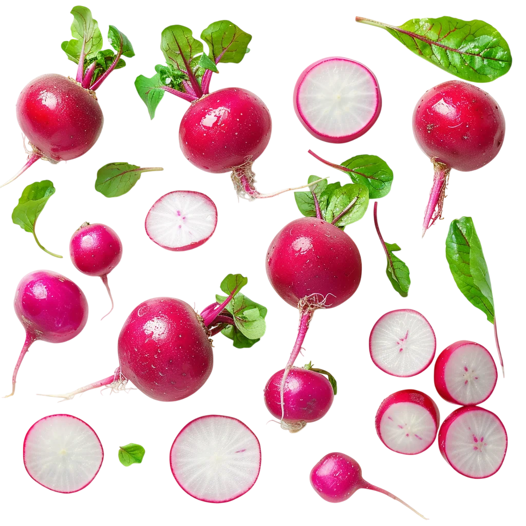 Fresh Sliced Red Radish Vegetable Pattern PNG