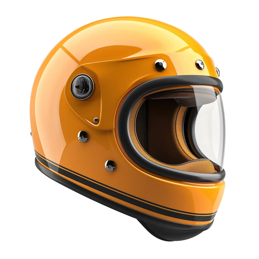 Retro Yellow Motorcycle Helmet Visor PNG