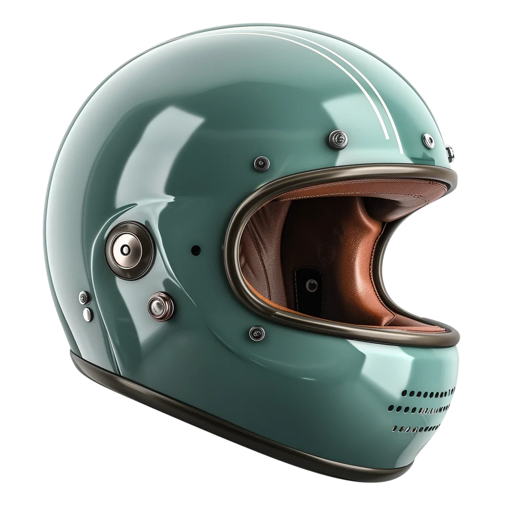 Retro Green Motorcycle Helmet Visor PNG