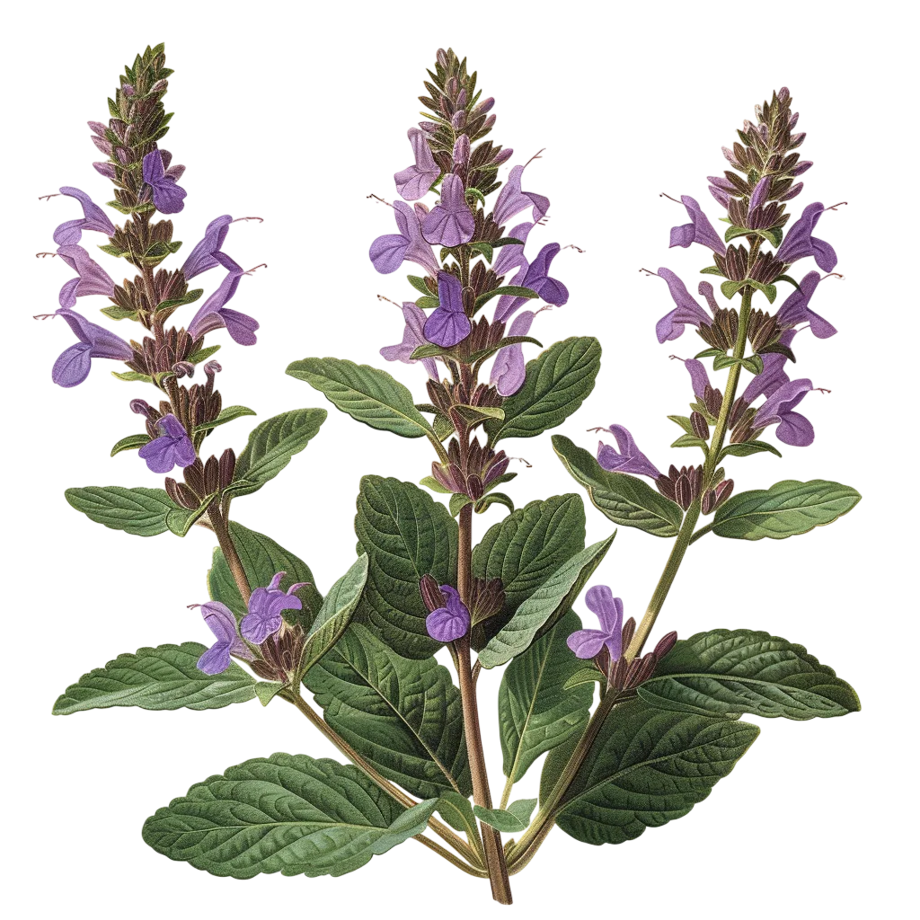 Fresh Purple Salvia Flower Spike Branch PNG