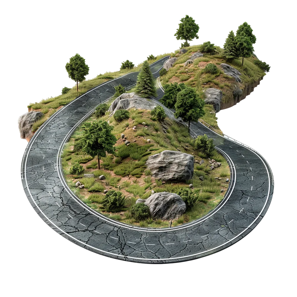 Miniature Countryside Winding Road Island PNG