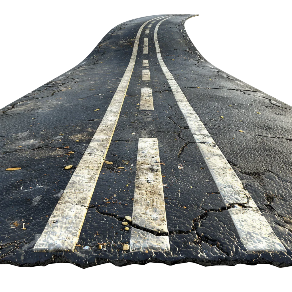 Paved Asphalt Road With White Lines Free PNG