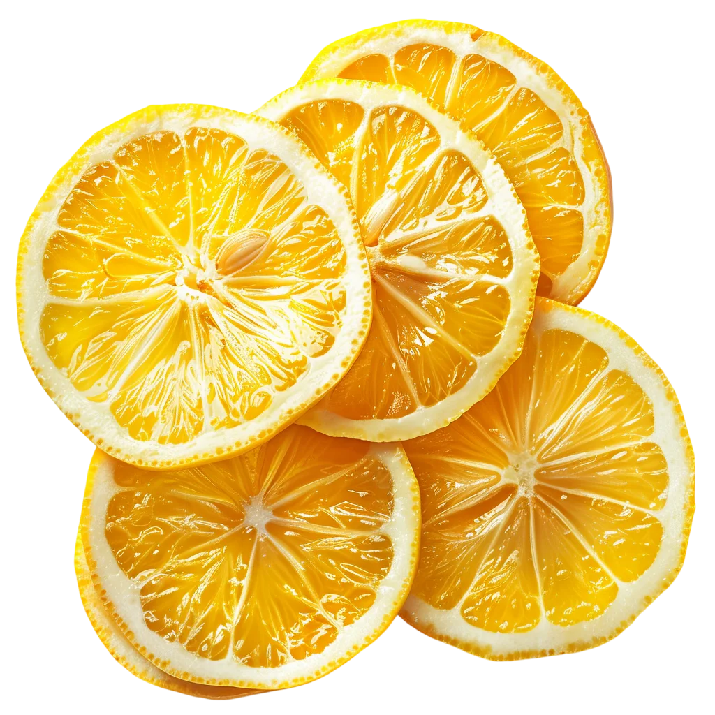 Fresh Yellow Lemon Slices Flatlay PNG