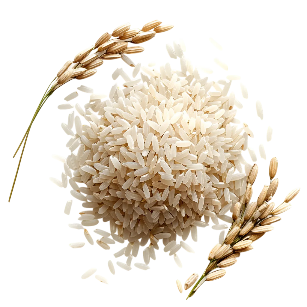 Fresh White Rice Grains And Wheat Stalks Free PNG