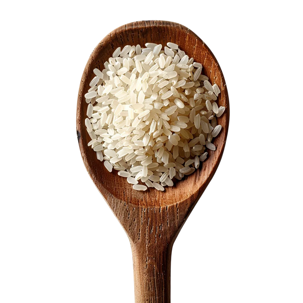 Wooden Spoon With Raw White Rice PNG