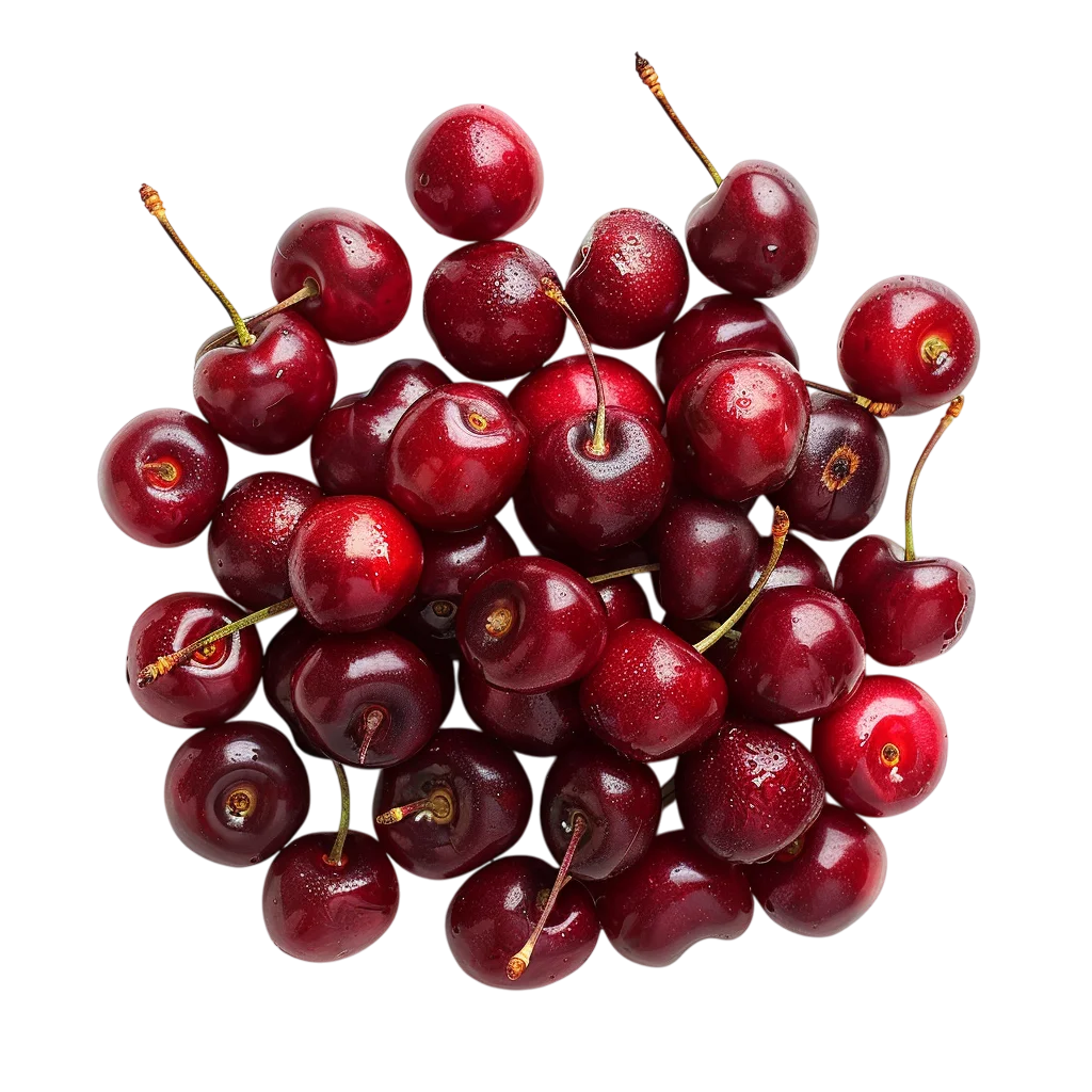 Fresh Red Cherry Fruit Cluster Bunch PNG