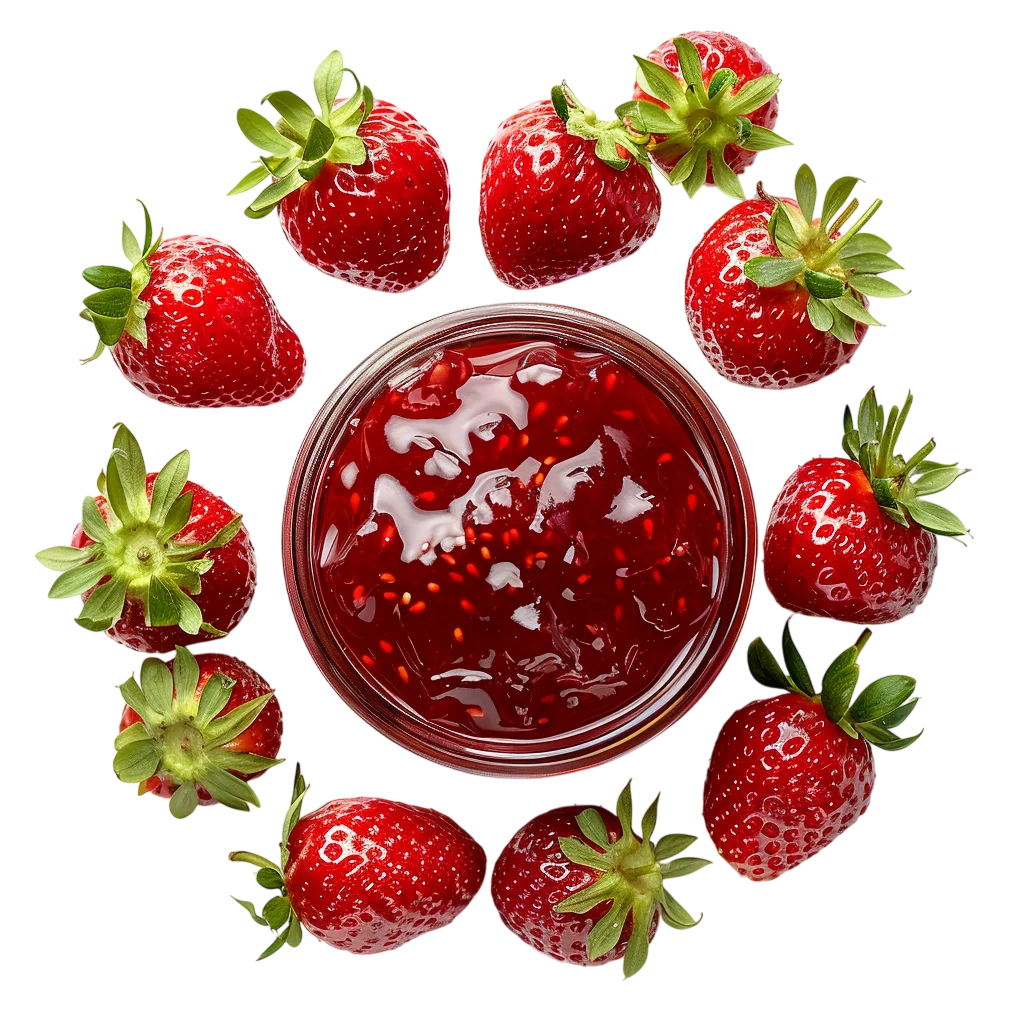 Strawberry Jam Bowl With Fresh Berries PNG