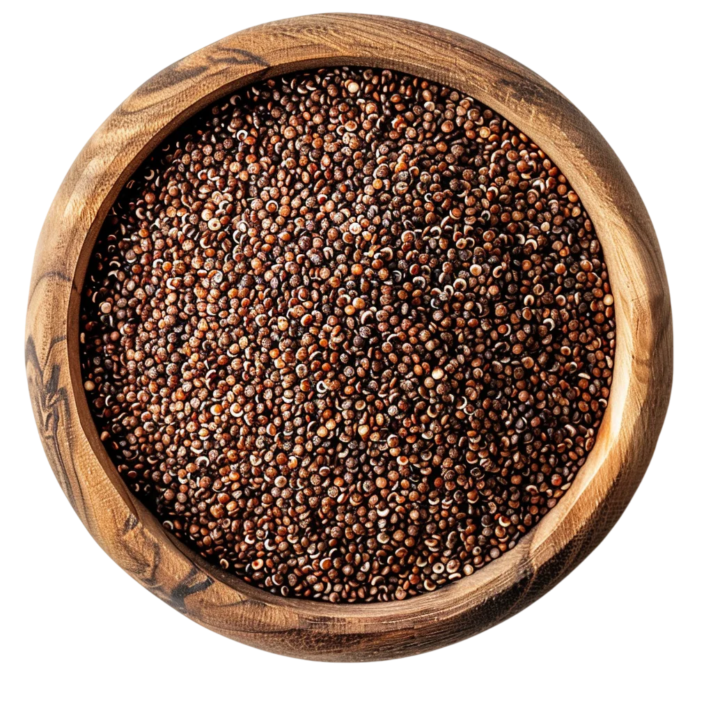 Fresh Quinoa Grains Wooden Bowl PNG