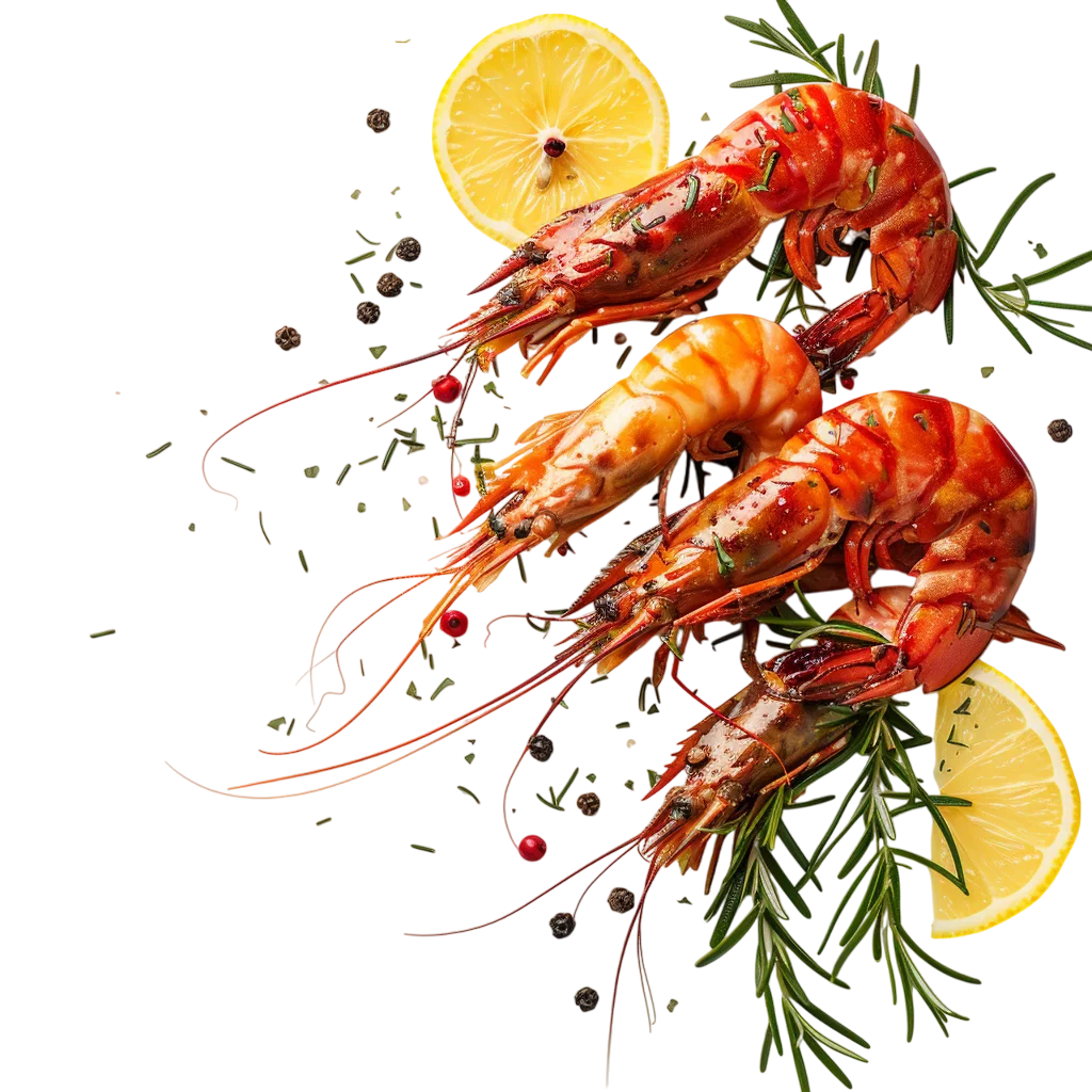 Fresh Grilled Shrimp And Lemon Platter PNG