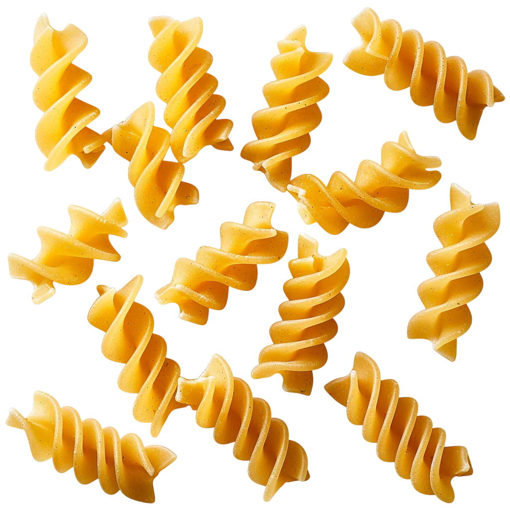 Fresh Scattered Fusilli Spiral Pasta PNG