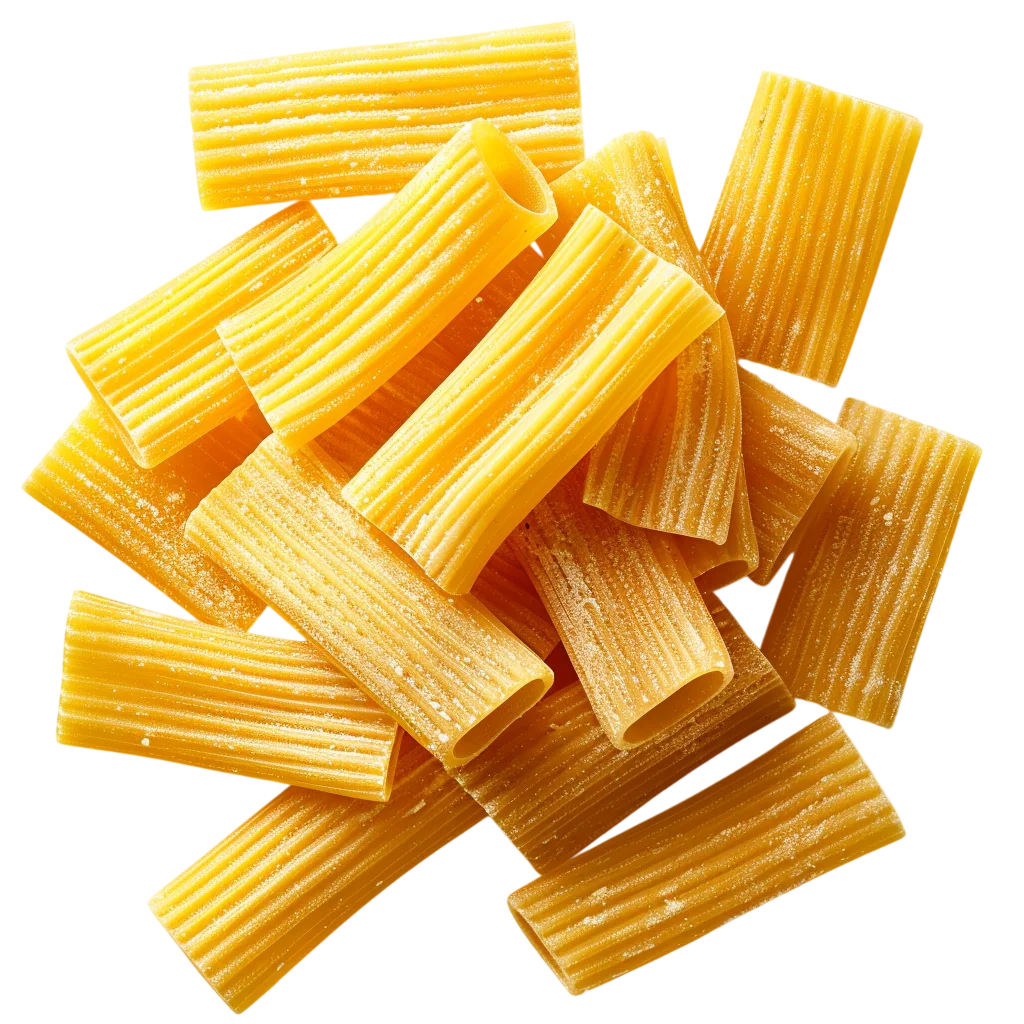 Fresh Rigatoni Pasta Tubes Arrangement PNG