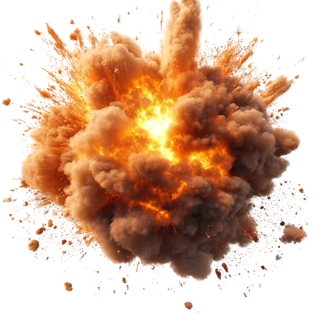 Intense Fiery Explosion Blast And Smoke PNG