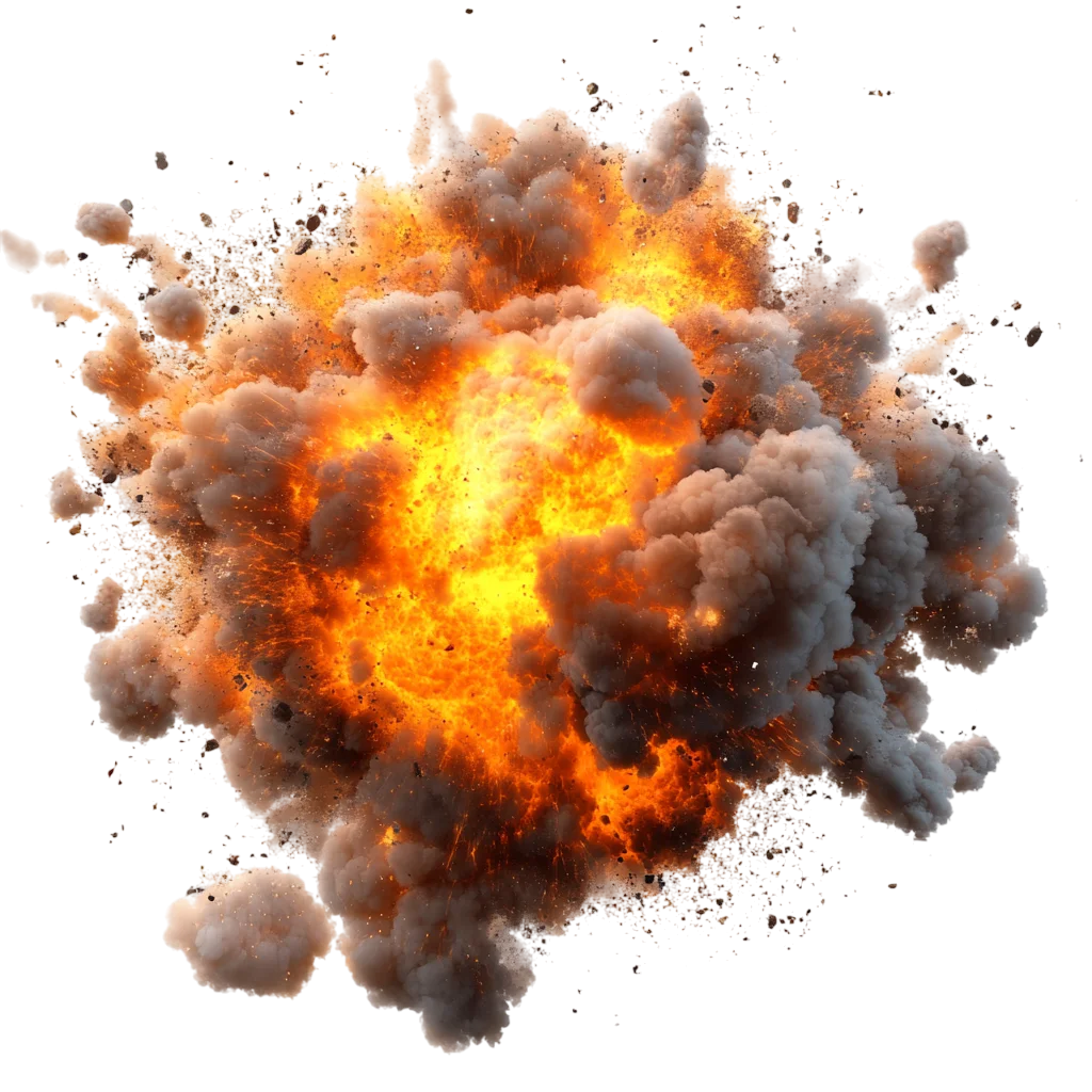 Bright Fiery Explosion Blast Effect PNG