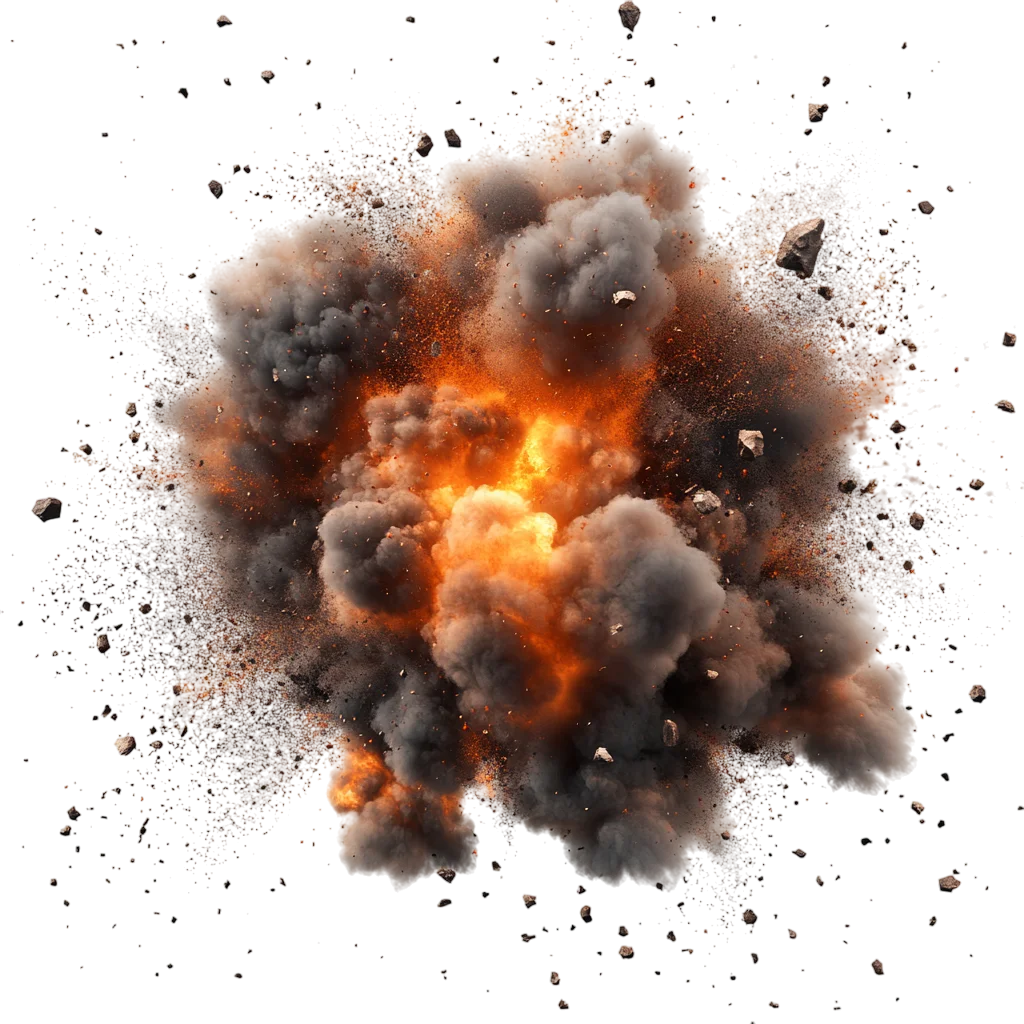 Fiery Explosion Blast And Smoke Effect PNG
