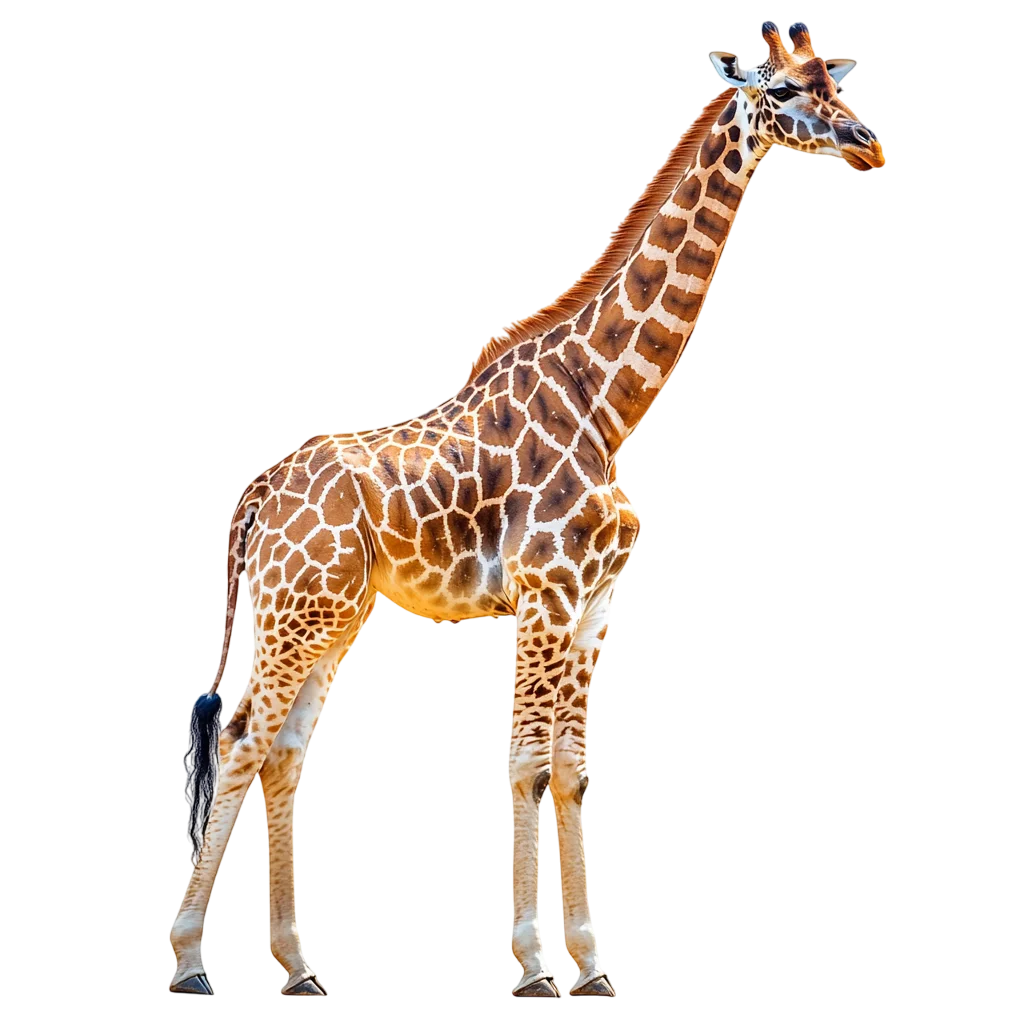 Wild African Giraffe Standing Profile PNG