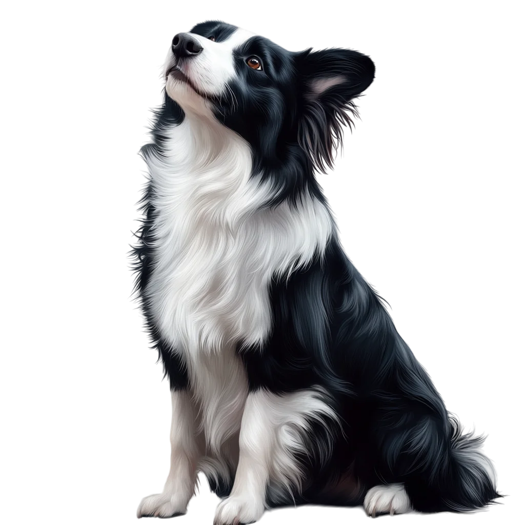 Cute Border Collie Dog Sitting Profile PNG