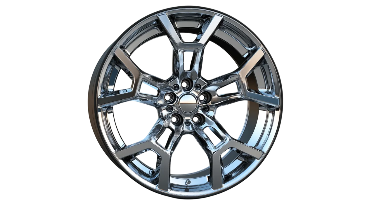 Modern Chrome Car Wheel Rim Design PNG