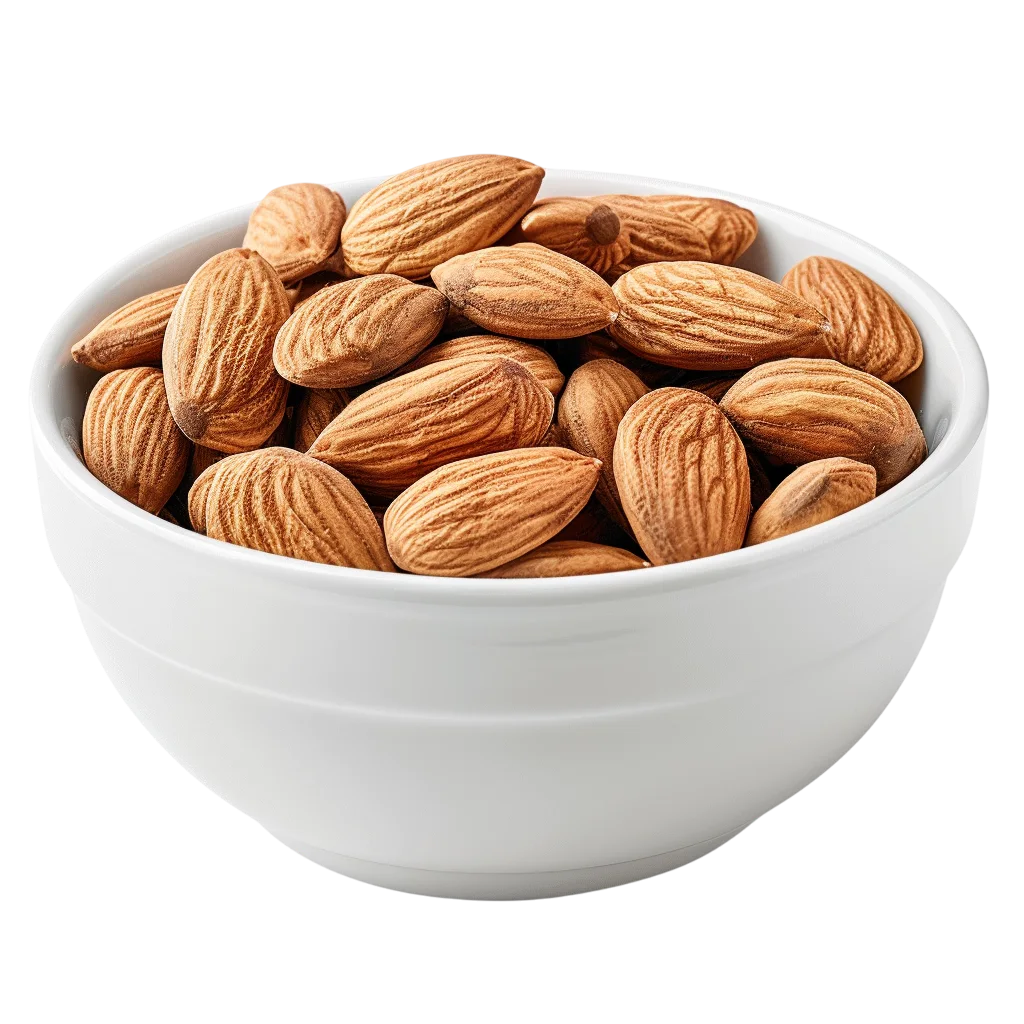 Bowl Of Whole Almond Nuts Isolated PNG
