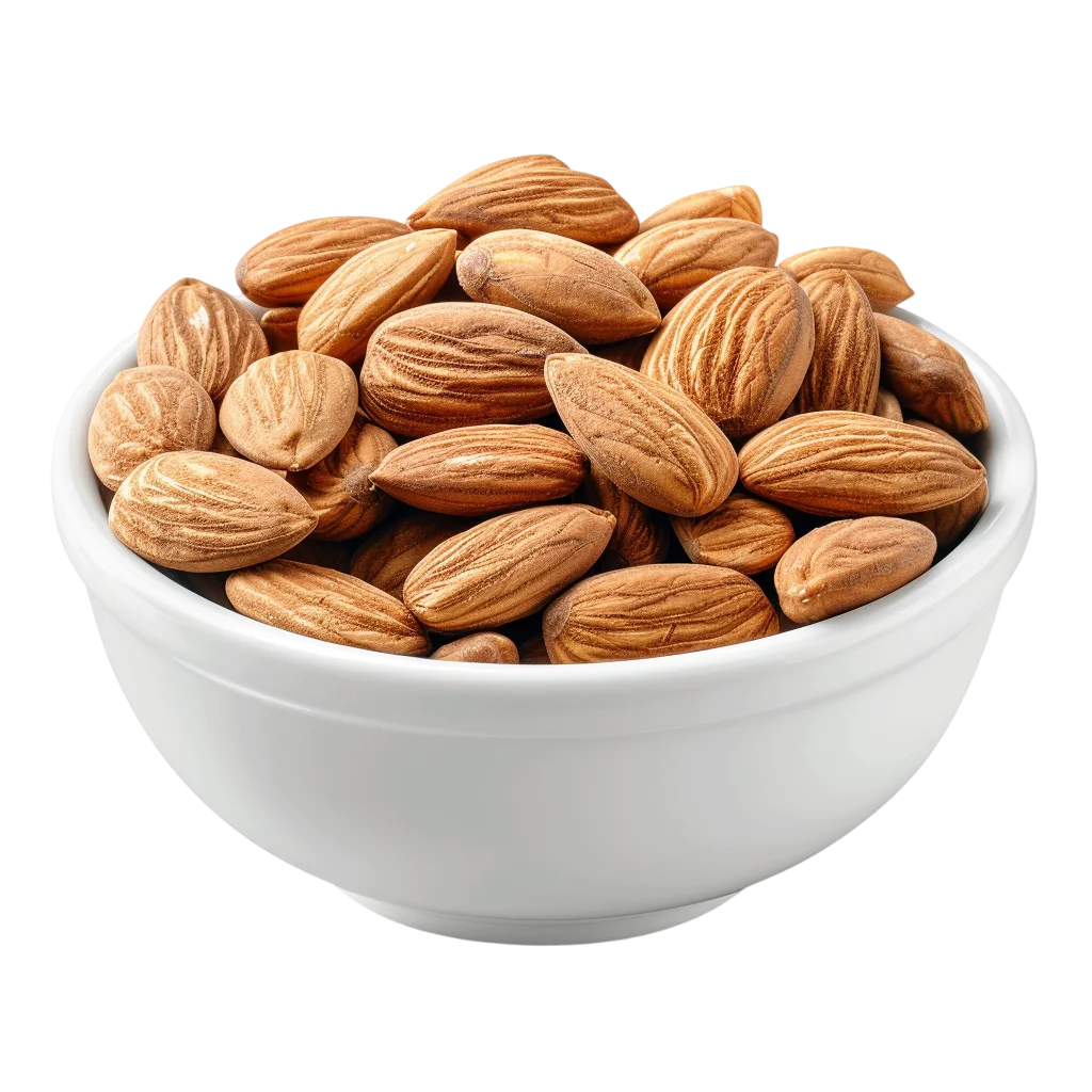 Bowl Of Shelled Almond Nuts Isolated PNG