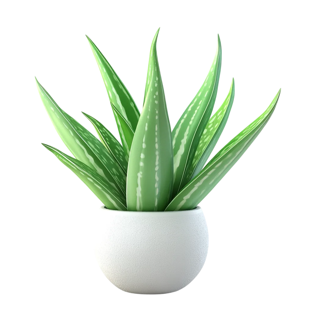 Fresh Potted Aloe Vera White Pot PNG