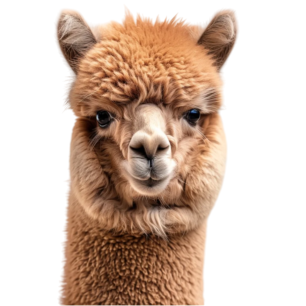 Cute Fluffy Alpaca Portrait Close Up PNG