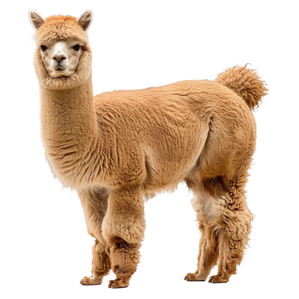 Cute Fluffy Alpaca Standing Side View PNG