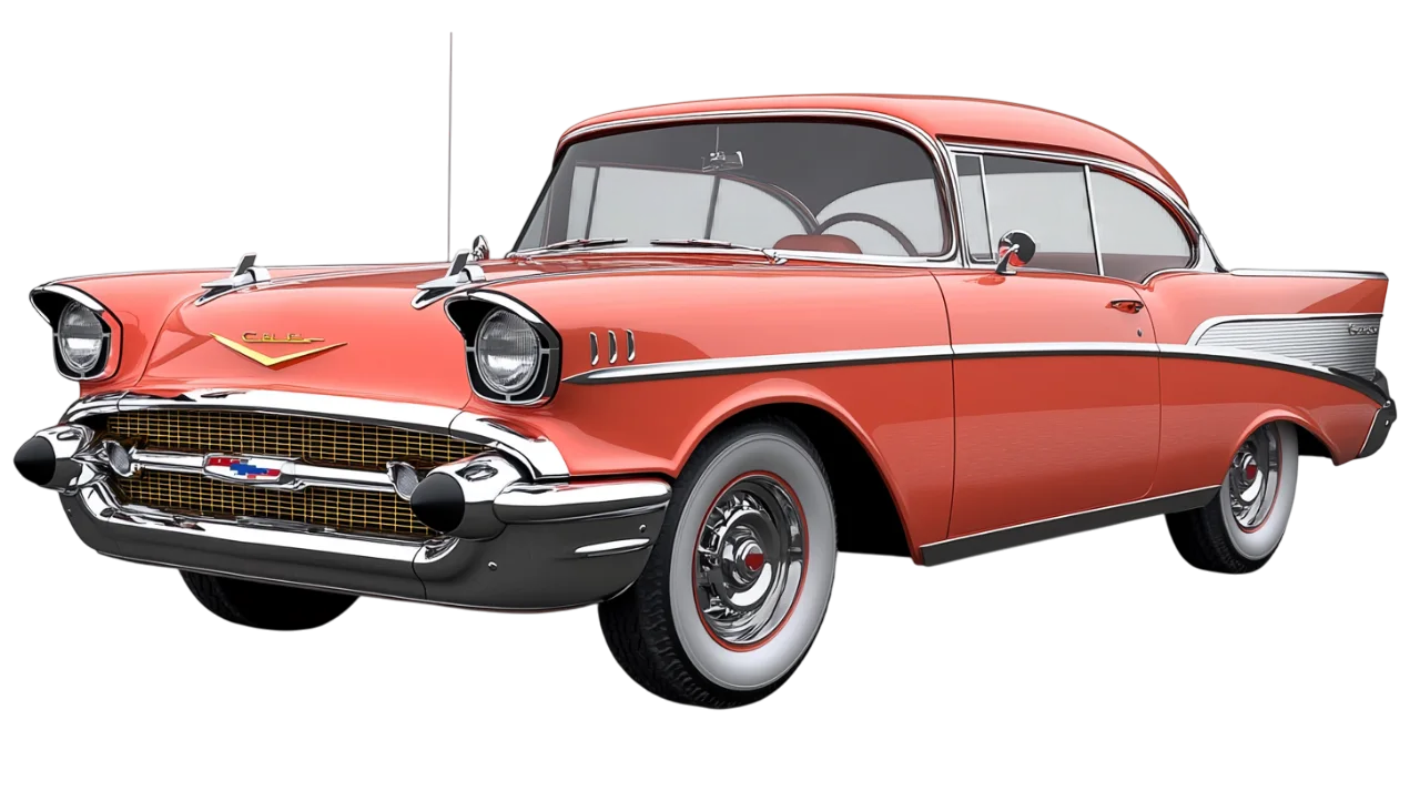 Classic Red Vintage Car Side View PNG