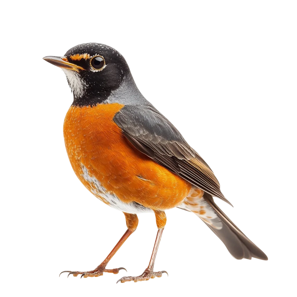 Colorful Wild Robin Bird Perched Side View PNG