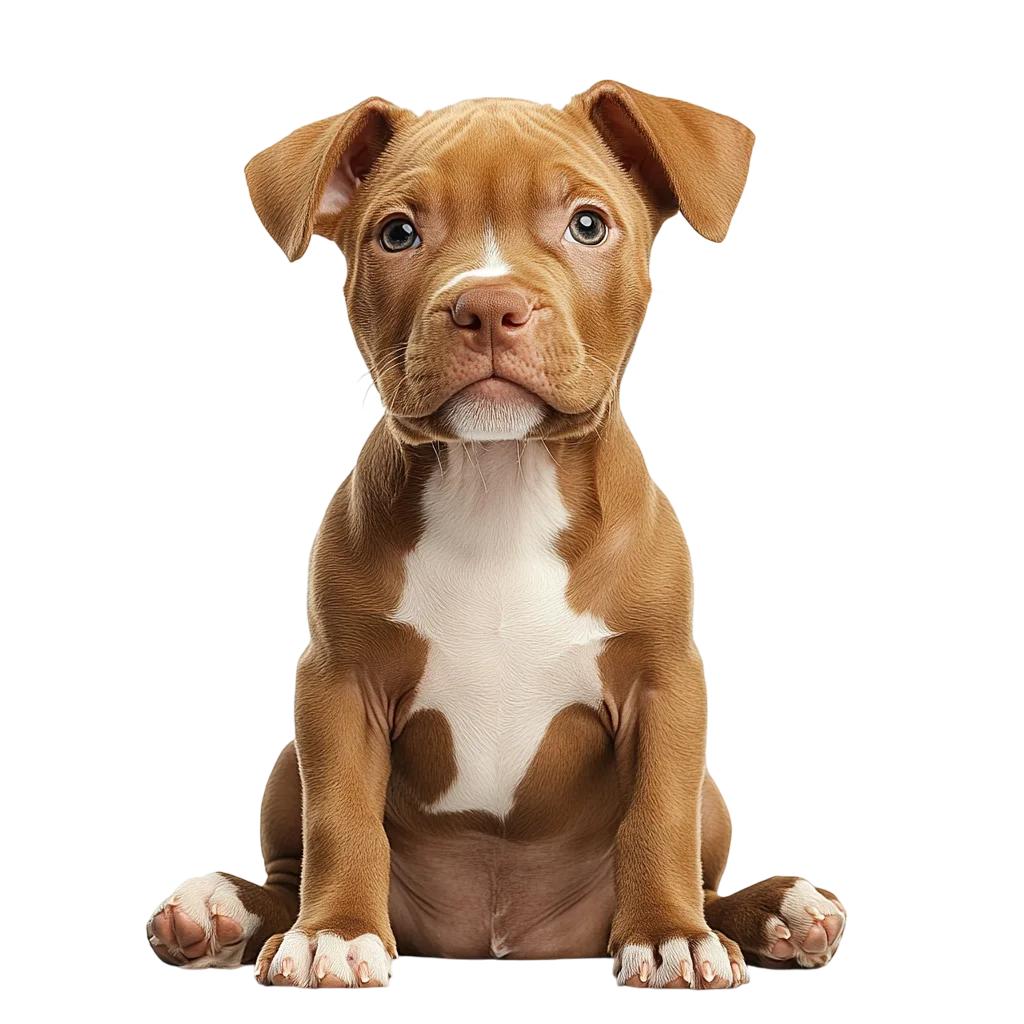 Cute Pitbull Puppy Sitting Front View PNG