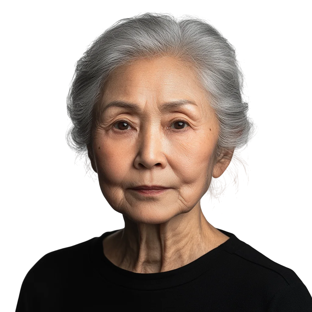 Smiling Senior Woman Black Top Portrait PNG