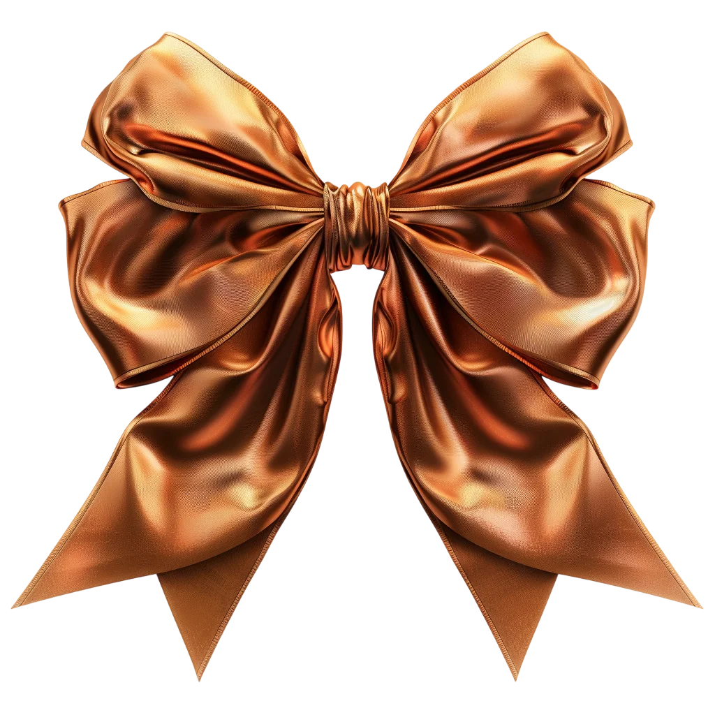 Shiny Bronze Gift Bow Ribbon Decoration PNG