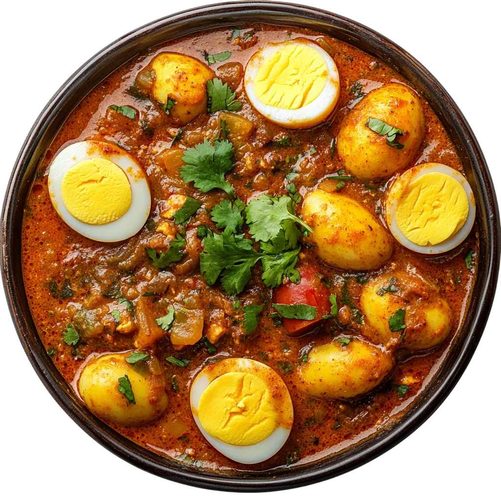 Delicious Spicy Egg Curry Dish In Bowl Free PNG
